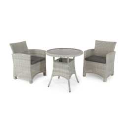 Kettler Palma Rattan Garden Bistro Set, 2 Seater, White Wash - thumbnail 2