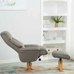 Casa Trento Manual Recliner Faux Leather Swivel Chair & Footstool, Grey - thumbnail 3