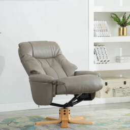 Casa Trento Manual Recliner Faux Leather Swivel Chair & Footstool, Grey - thumbnail 4