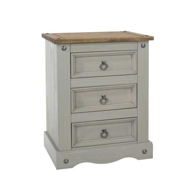 Casa Connor 3 Drawer Bedside Cabinet, Grey - image 1