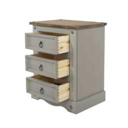 Casa Connor 3 Drawer Bedside Cabinet, Grey - thumbnail 3
