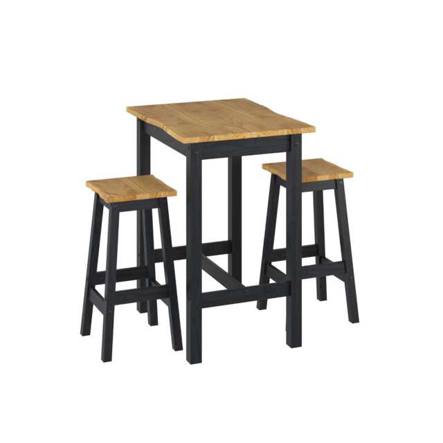 Casa Connor Small High Breakfast Bar Table & 2 High Stools Dining Set, Black