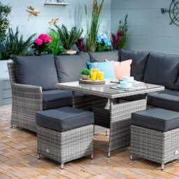 Hartman Westbury Rattan Garden Corner Sofa Set, Square, 7 Seater, Grey - thumbnail 1