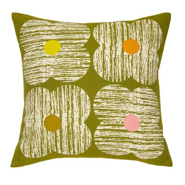 Orla Kiely Textured Flower Cushion, Moss - image 1