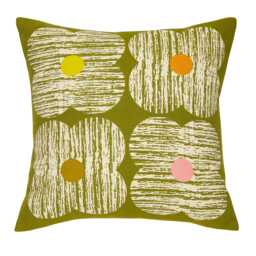 Orla Kiely Textured Flower Cushion, Moss - thumbnail 1