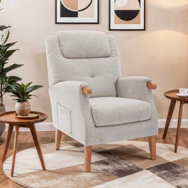 Casa Isobelle Fireside Fabric Chair, Linen