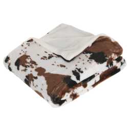 Atmosphera Cow Print Faux Fur Throw, Brown