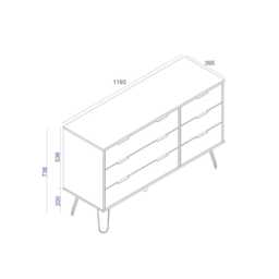 Casa Alden 3+3 Drawer Wide Chest of Drawers, Grey - thumbnail 3