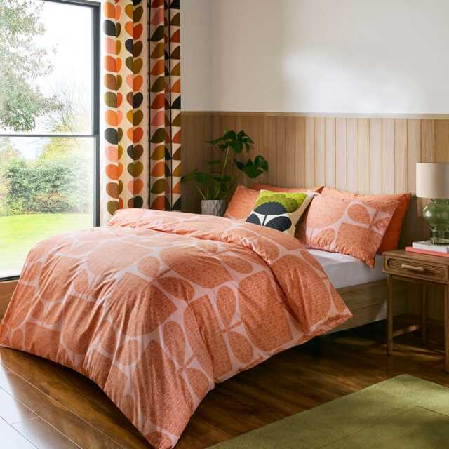 Orla Kiely Block Garden Duvet Set, Double, Orange Sorbet - image 1