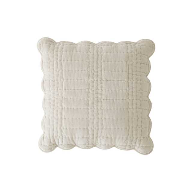 Laura Ashley Brady Scalloped Microfibre Cushion, 43cm x 43cm, Dove Grey - image 1