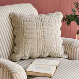 Laura Ashley Brady Scalloped Microfibre Cushion, 43cm x 43cm, Dove Grey - thumbnail 2