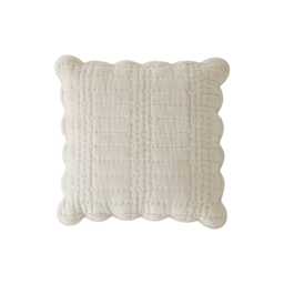 Laura Ashley Brady Scalloped Microfibre Cushion, 43cm x 43cm, Dove Grey - thumbnail 1