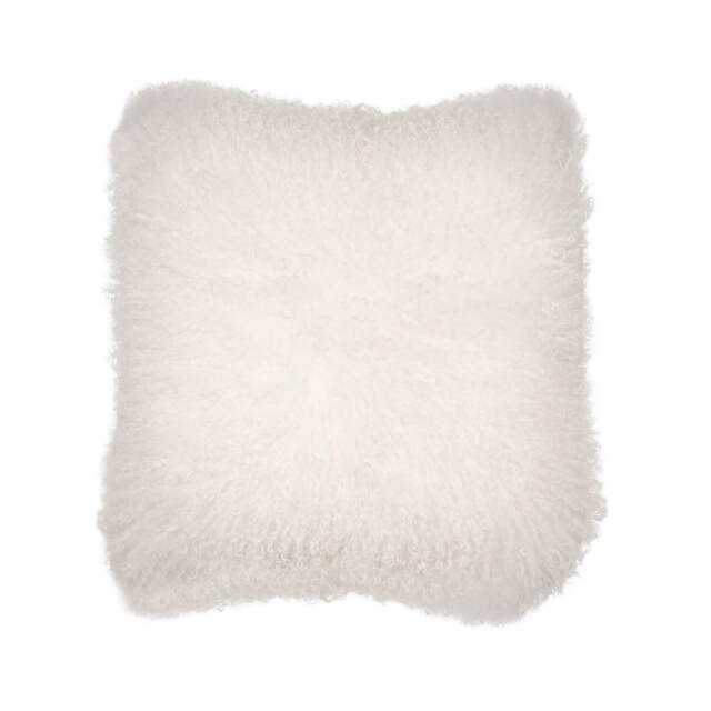 Malini Mongolian Lambswool Cushion, Lamb White