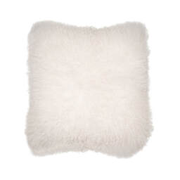 Malini Mongolian Lambswool Cushion, Lamb White