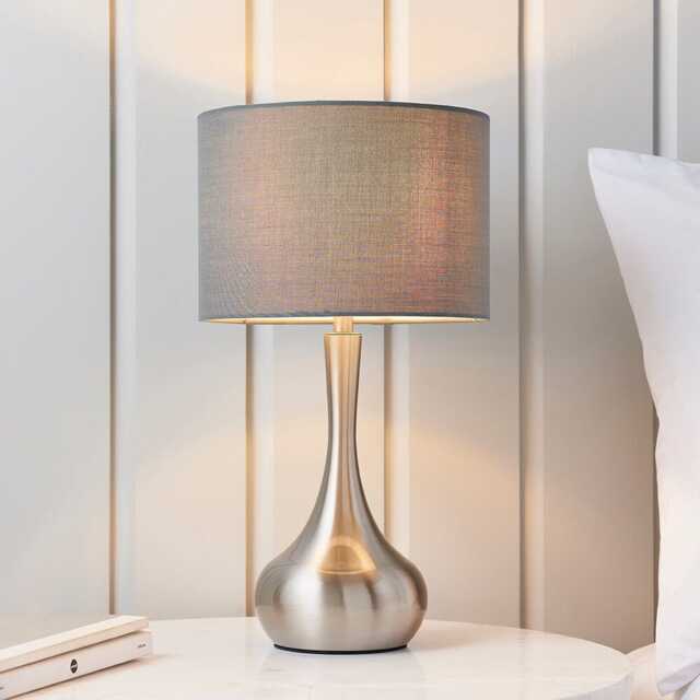 Endon Piccadily Touch Table Lamp, Satin Nickel - image 1
