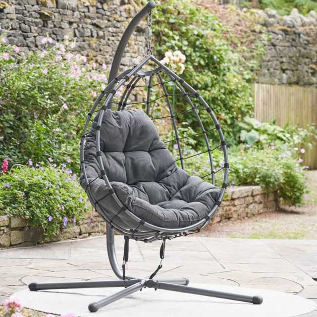 Pacific Lifestyle Lyon Single Garden Hanging Egg Chair, Grey - image 1