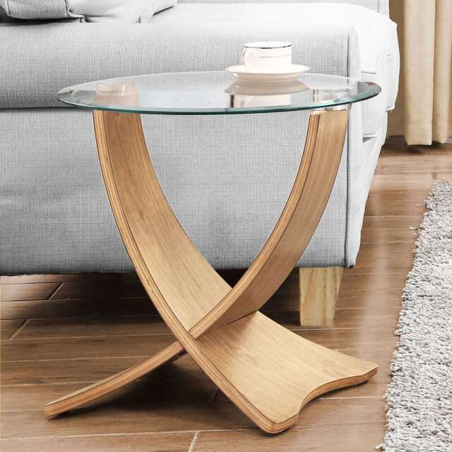 Jual Siena Glass Side Table, Oak - image 1