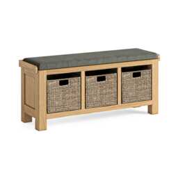 Casa Nantes Storage Bench with Cushion, Beige & Charcoal - thumbnail 2