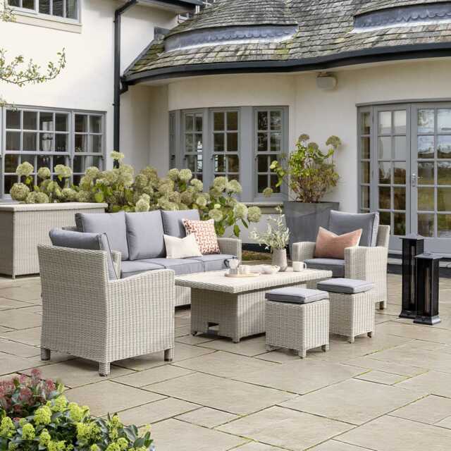 Kettler Palma Aluminium Garden Sofa Set with Rising Table, 7 Seater, White - image 1