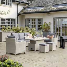 Kettler Palma Aluminium Garden Sofa Set with Rising Table, 7 Seater, White - thumbnail 4