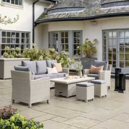 Kettler Palma Aluminium Garden Sofa Set with Rising Table, 7 Seater, White