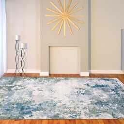 Frith Rugs Kaydon Washable Woven Rug, 230cm x 160cm, Grey & Blue Pattern - thumbnail 3