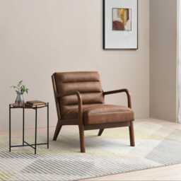 Casa Danna Faux Leather Armchair, Achilles Brown - thumbnail 1