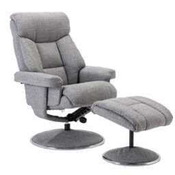 Casa Bayonne Fabric Recliner Swivel Chair & Footstool, Lisbon Rock - thumbnail 3
