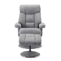 Casa Bayonne Fabric Recliner Swivel Chair & Footstool, Lisbon Rock - thumbnail 1