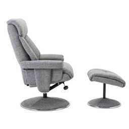 Casa Bayonne Fabric Recliner Swivel Chair & Footstool, Lisbon Rock - thumbnail 2