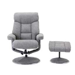 Casa Bayonne Fabric Recliner Swivel Chair & Footstool, Lisbon Rock - thumbnail 4