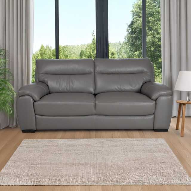 Casa Foster 2.5 Seater Leather Sofa, Elephant - image 1