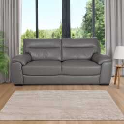Casa Foster 2.5 Seater Leather Sofa, Elephant - thumbnail 1