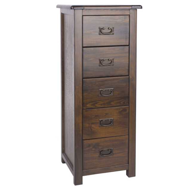 Casa Brett 5 Drawer Narrow Chest, Walnut - image 1