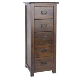 Casa Brett 5 Drawer Narrow Chest, Walnut