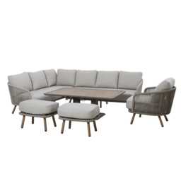 Casa Bali Aluminium Garden Corner Sofa Set with Rising Table, 9 Seater, Soft Beige - thumbnail 2