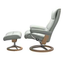 Stressless View Large Leather Recliner Chair & Footstool, Paloma Breezy Blue - thumbnail 2