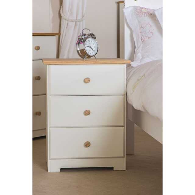Casa Chandler 3 Drawer Bedside Cabinet, White - image 1