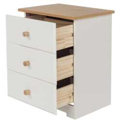 Casa Chandler 3 Drawer Bedside Cabinet, White - thumbnail 3