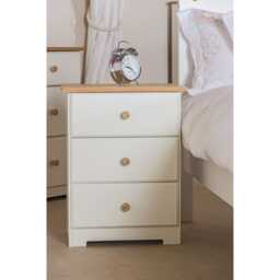 Casa Chandler 3 Drawer Bedside Cabinet, White - thumbnail 1