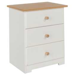 Casa Chandler 3 Drawer Bedside Cabinet, White - thumbnail 2