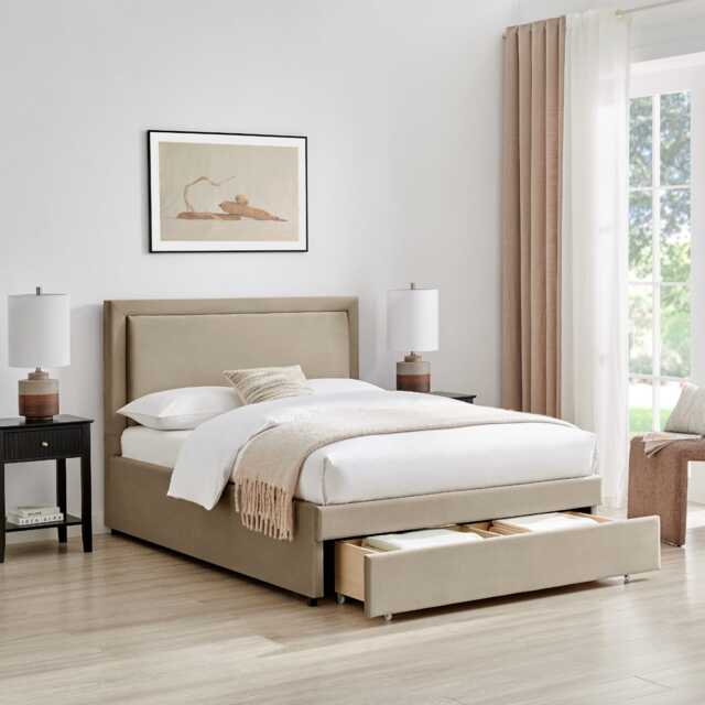 Casa Violet Storage Bed Frame, Double, Taupe - image 1