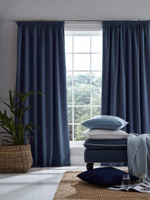 Laura Ashley Stephanie Blackout Curtains, 223 x 228cm, Midnight - image 1