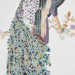 Laura Ashley Peacock Beaded Cushion, Duck Egg - thumbnail 2