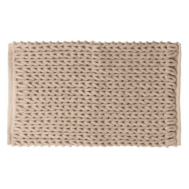 5five Chunky Knit Bath Mat, Medium, Linen Beige - image 1