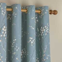 Laura Ashley Pussy Willow Eyelet Curtains, 162 x 182cm, Dark Seaspray - thumbnail 3