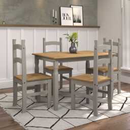 Casa Connor Medium Table & 4 Dining Chairs Set, Grey - thumbnail 1