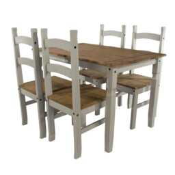 Casa Connor Medium Table & 4 Dining Chairs Set, Grey - thumbnail 2