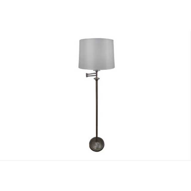 Casa Mellion Swing Arm Floor Lamp, Satin Nickel & White