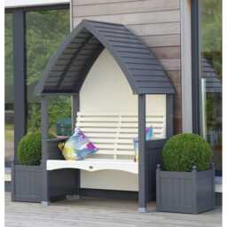 AFK Cottage Wooden Garden Arbour, 2 Seater, Charcoal/Cream - thumbnail 5